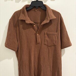 Heavy Brown Waffle Polo